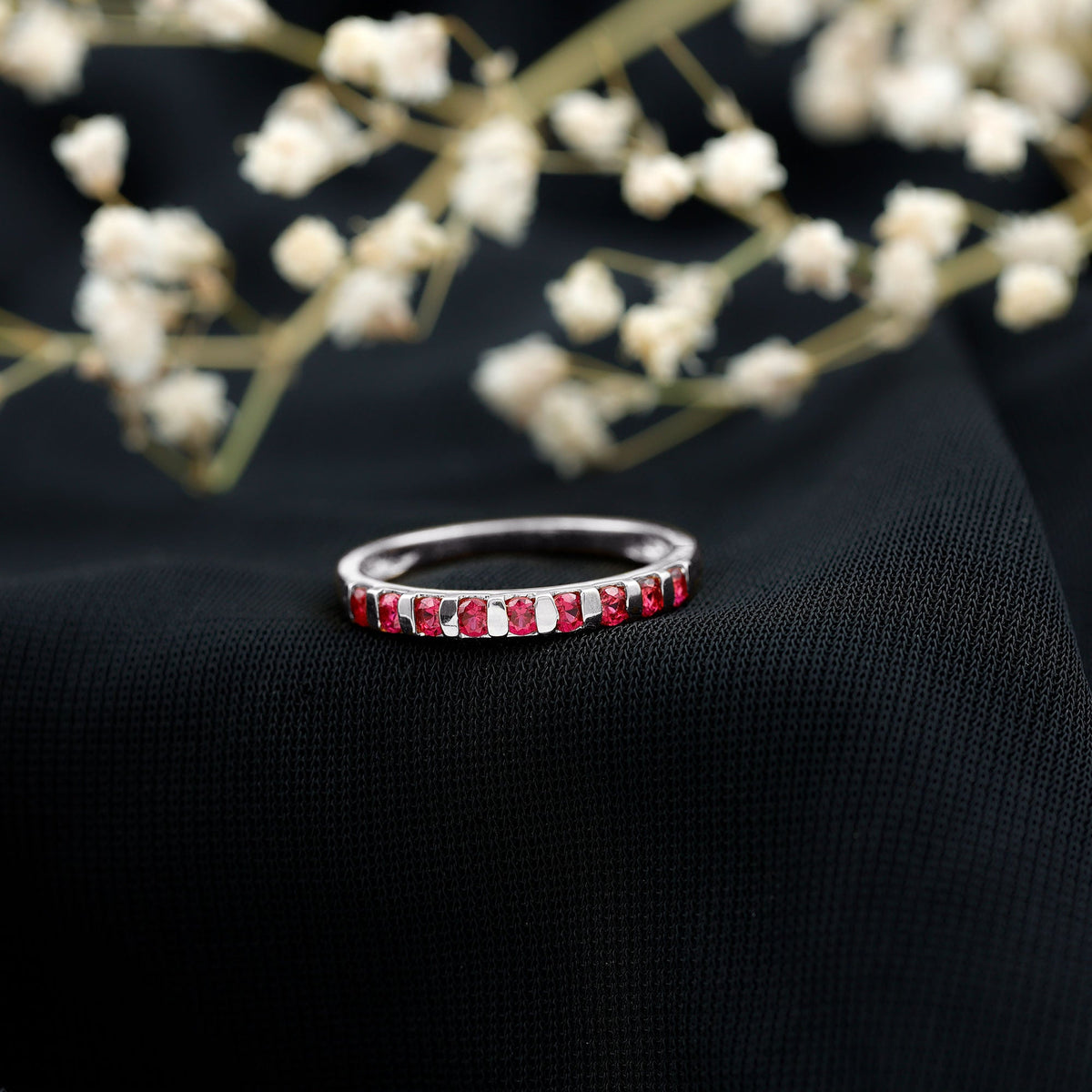 Real Ruby Semi Eternity Ring