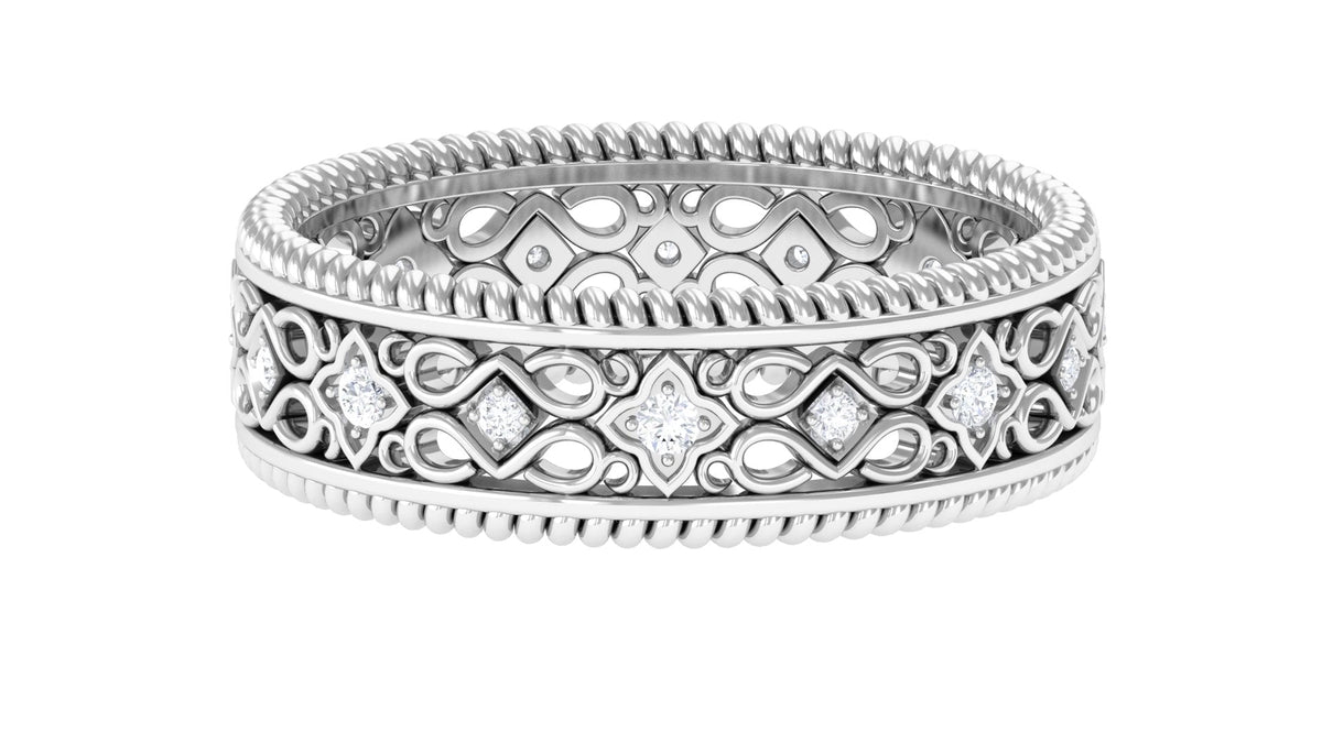 Vintage Looking Natural Diamond Wedding Band