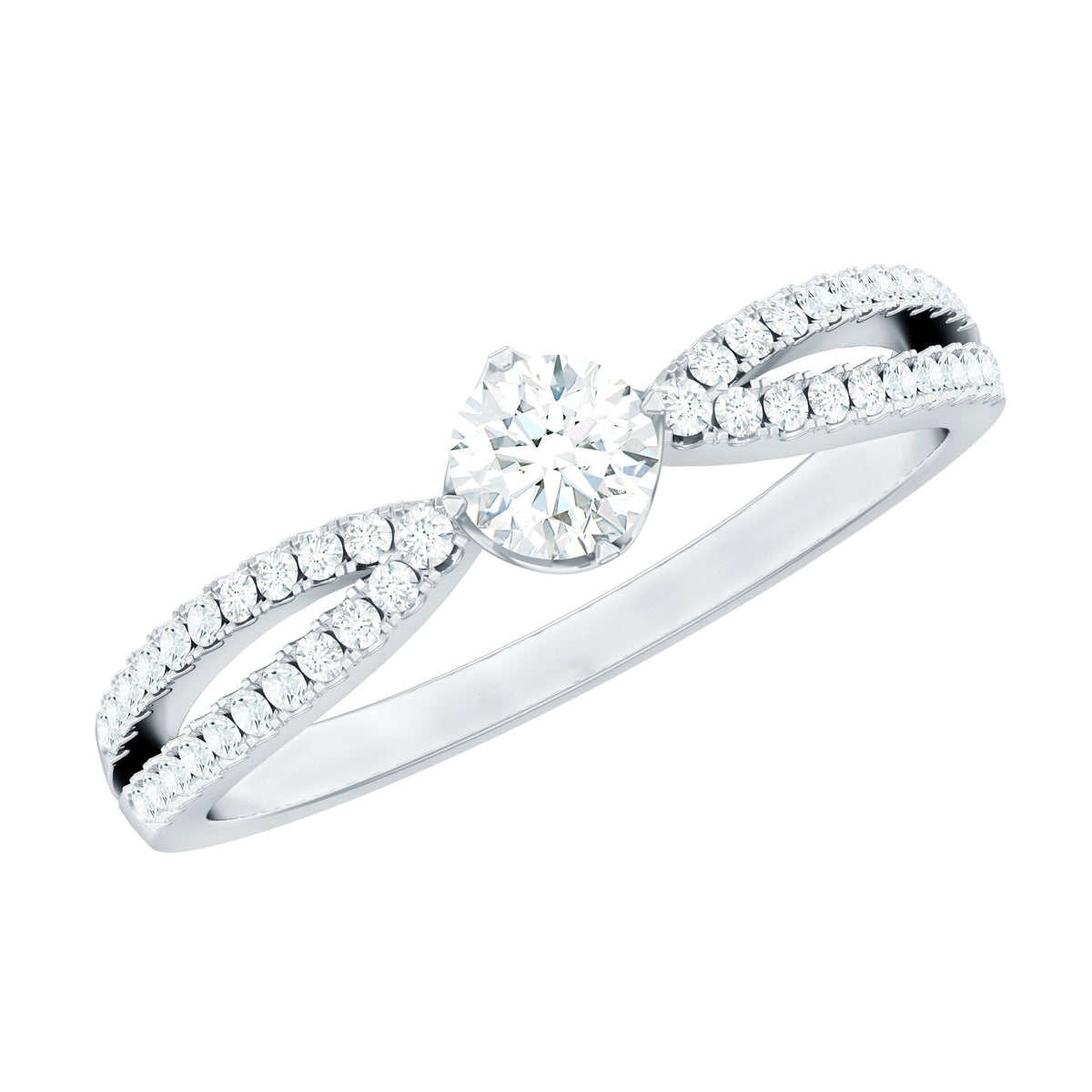 Diamond Solitaire Engagement Ring With Split Shank