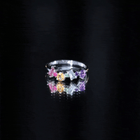 Natural multi-gemstone promise ring for women by Rosec Jewels, showcasing a colorful array of gemstones in a delicate ring setting.