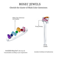 Natural multi-gemstone promise ring for women featuring colorful gemstones set in a delicate band from Rosec Jewels.