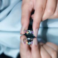 Natural multi-gemstone promise ring for women featuring vibrant gemstones set in a rose gold band by Rosec Jewels.