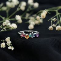 Natural multi-gemstone promise ring for women by Rosec Jewels, featuring colorful gemstones set in a delicate ring design.