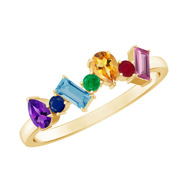 Natural multi-gemstone promise ring for women by Rosec Jewels, featuring vibrant gemstones set in a delicate ring design.