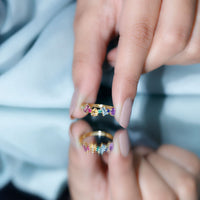 Natural multi-gemstone promise ring for women by Rosec Jewels, featuring colorful gemstones and a delicate band.