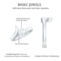 Brilliant Cut Moissanite Engagement Ring in Tension Setting