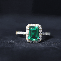 Lab Grown Emerald Halo Engagement Ring With Real Diamond