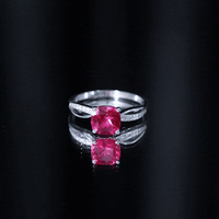 Cushion Cut Solitaire Lab Grown Ruby Infinity Engagement Ring with Diamond