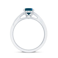 1 Carat Oval Cut London Blue Topaz Engagement Ring with Diamond Split Shank