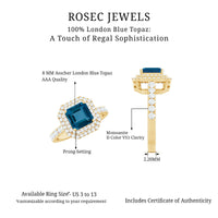 3 Carat Asscher Cut London Blue Topaz Engagement Ring with Double Halo