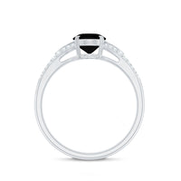 1.9 Carat Oval Lab Grown Black and White Diamond Engagement Ring with Split Shank