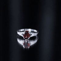 Natural 1.5 Carat Garnet Oval Engagement Ring with Diamond Split Shank