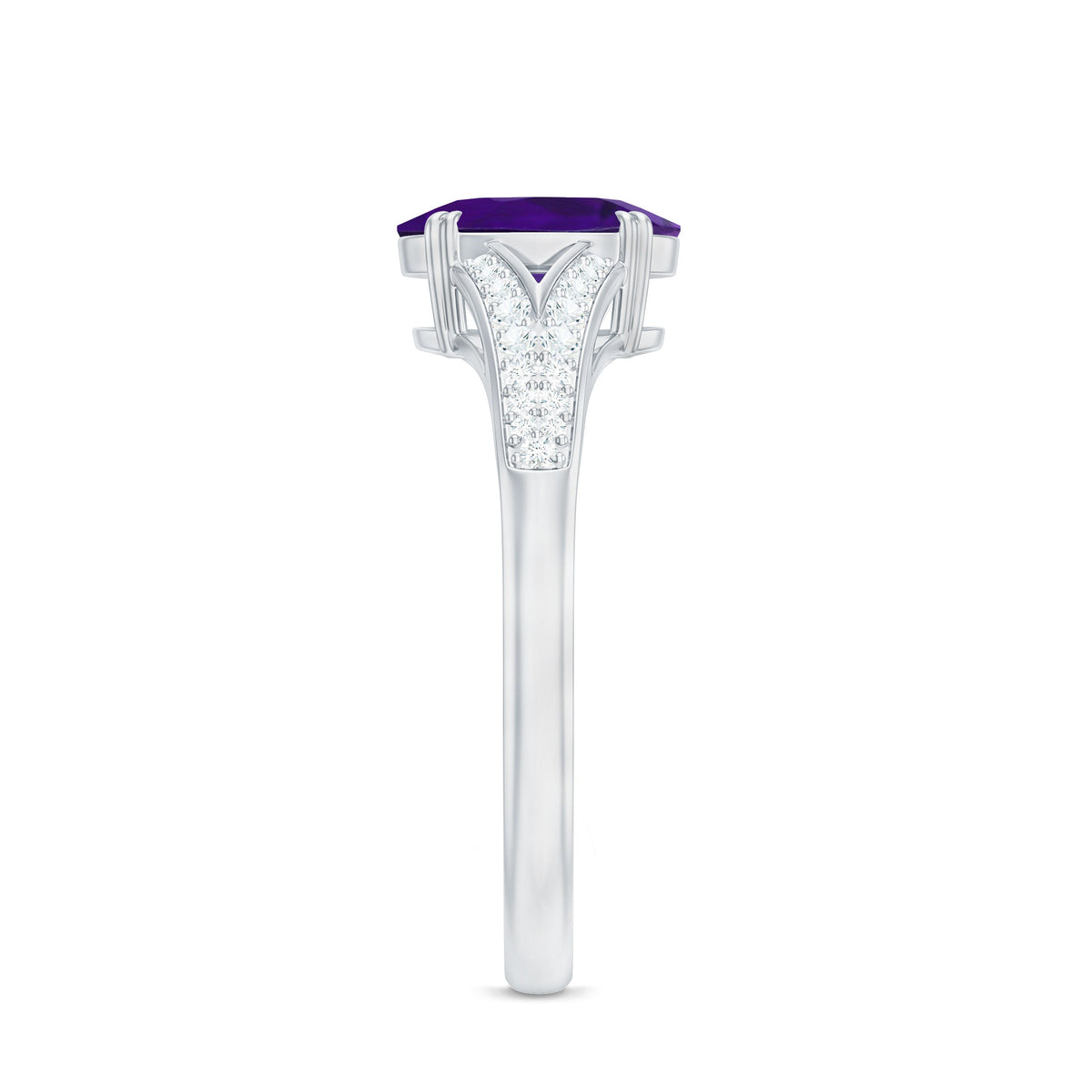 Rosec Jewels 1.25 CT oval amethyst solitaire engagement ring with split shank and diamond accents.
