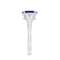 Rosec Jewels 1.25 CT oval amethyst solitaire engagement ring with split shank and diamond accents.