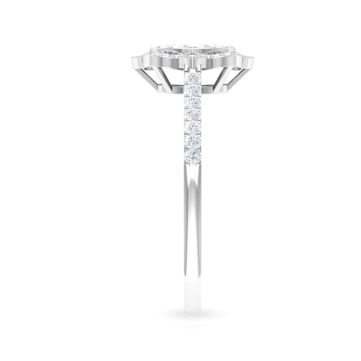 Rosec Jewels 3/4 CT diamond solitaire illusion art deco ring featuring a sparkling diamond set in a detailed metal band.