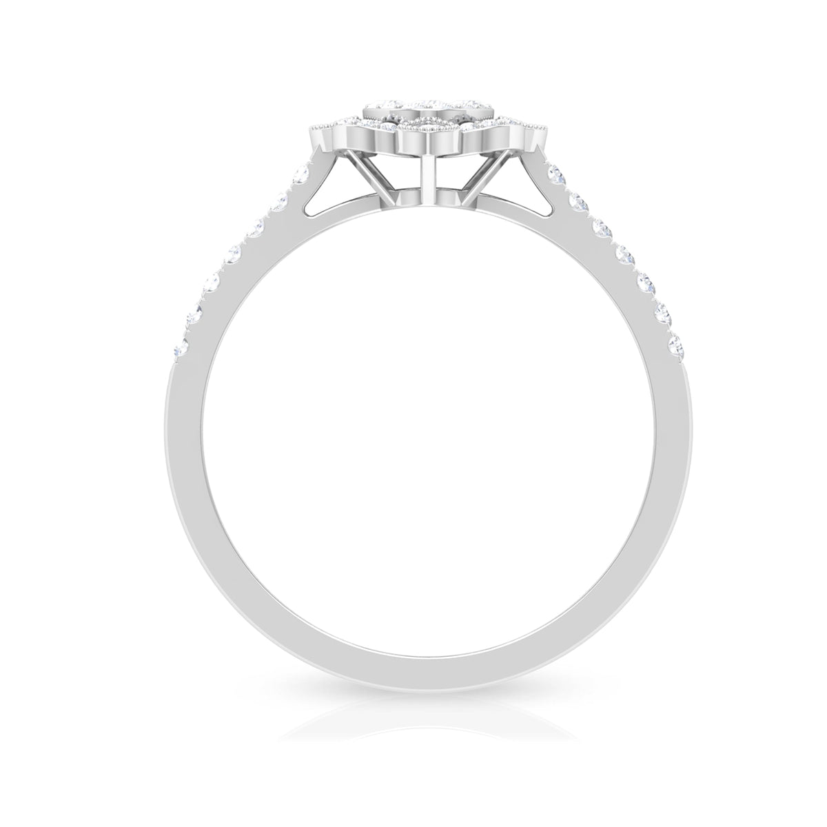 Rosec Jewels 3/4 CT diamond solitaire illusion art deco ring with a detailed geometric design and sparkling central diamond.