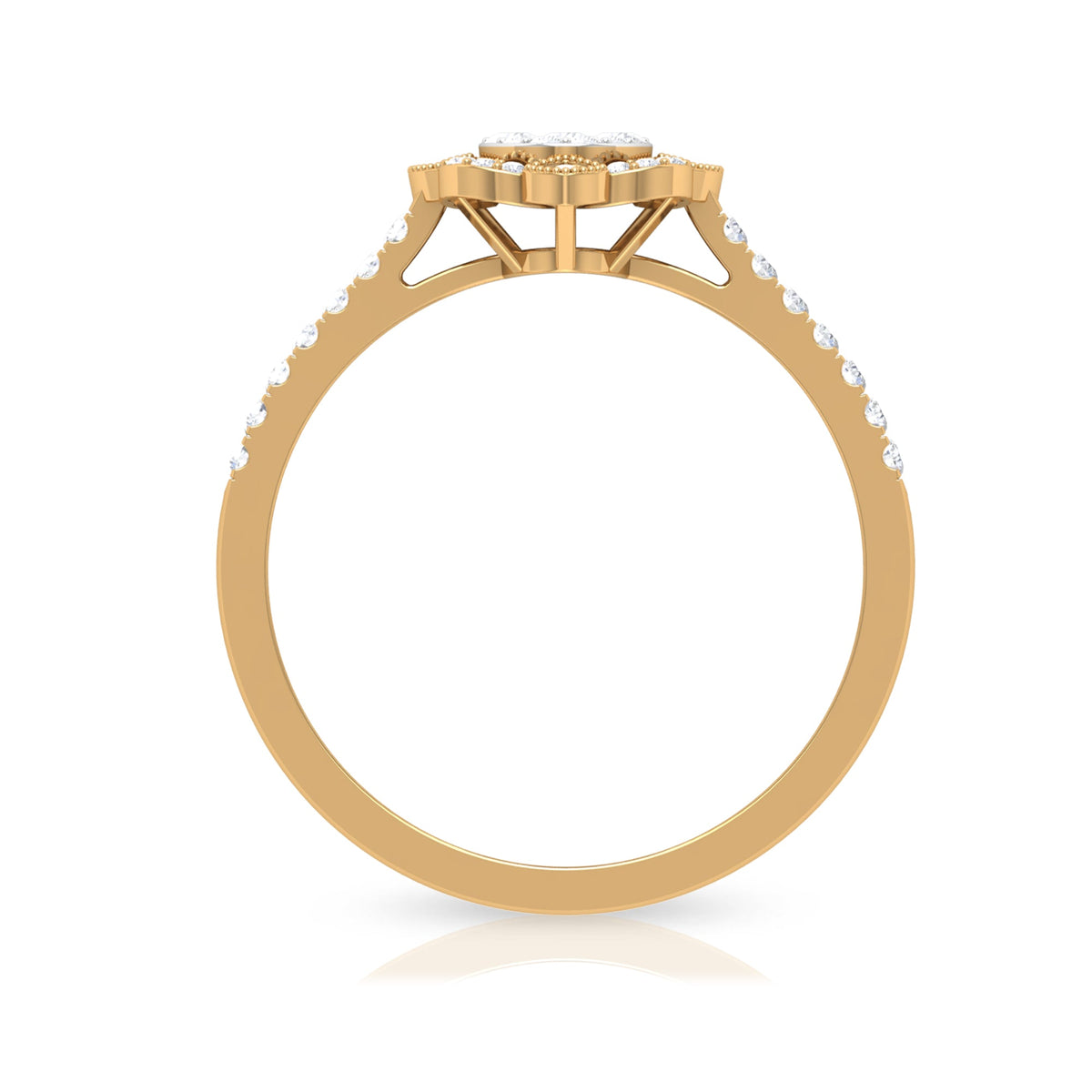 Rosec Jewels 3/4 CT diamond solitaire illusion art deco ring featuring a sleek band and a sparkling central diamond.