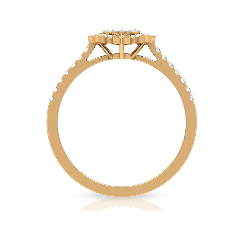Rosec Jewels 3/4 CT diamond solitaire illusion art deco ring featuring a sleek band and a sparkling central diamond.
