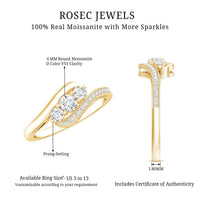 Certified Moissanite Three Stone Engagement Ring with Bypass Shank