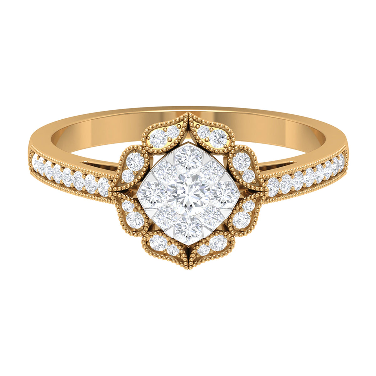 Vintage Inspired Diamond Halo Engagement Ring In Illusion Setting