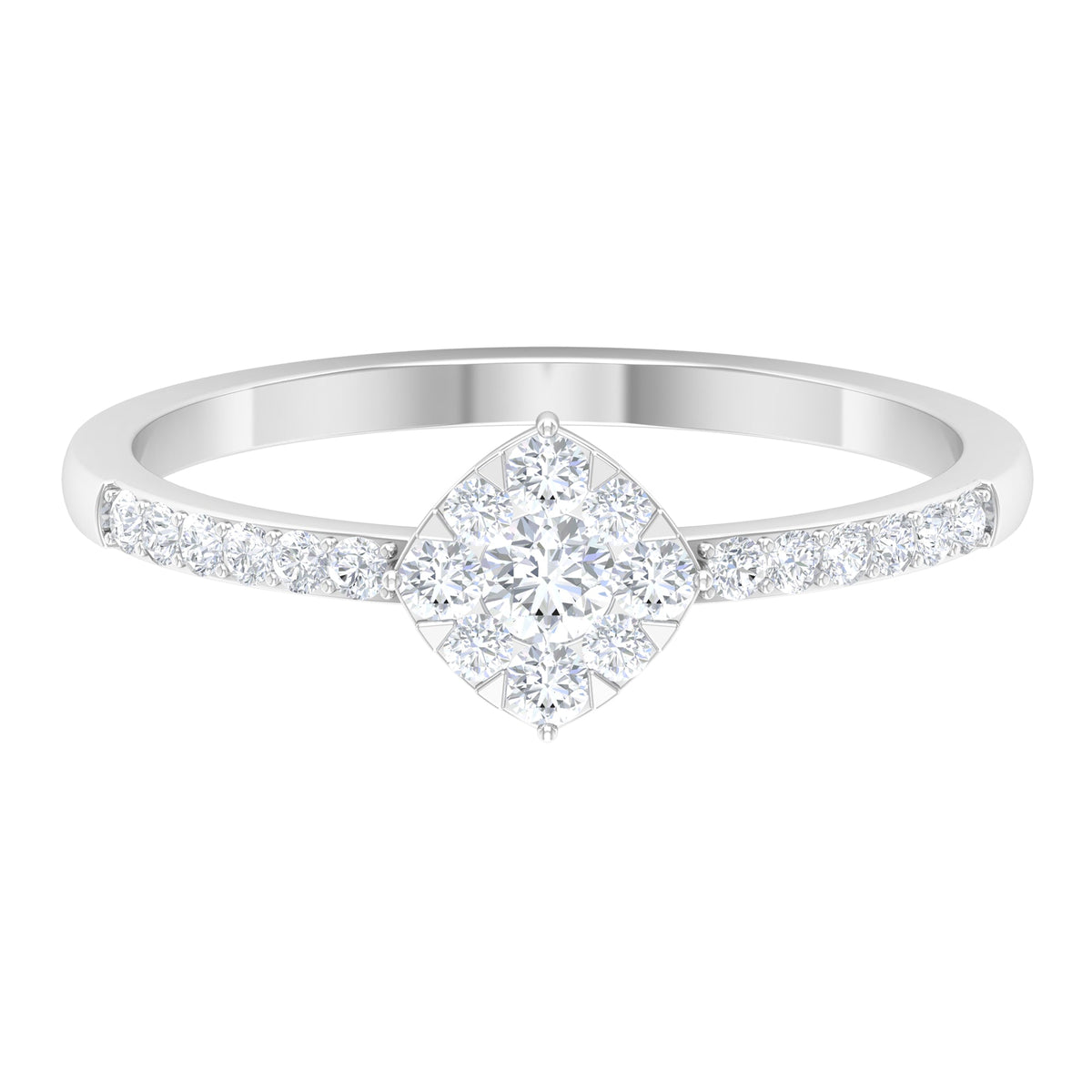 Certified diamond engagement ring in illusion setting by Rosec Jewels, featuring a sparkling central diamond on a delicate band.
