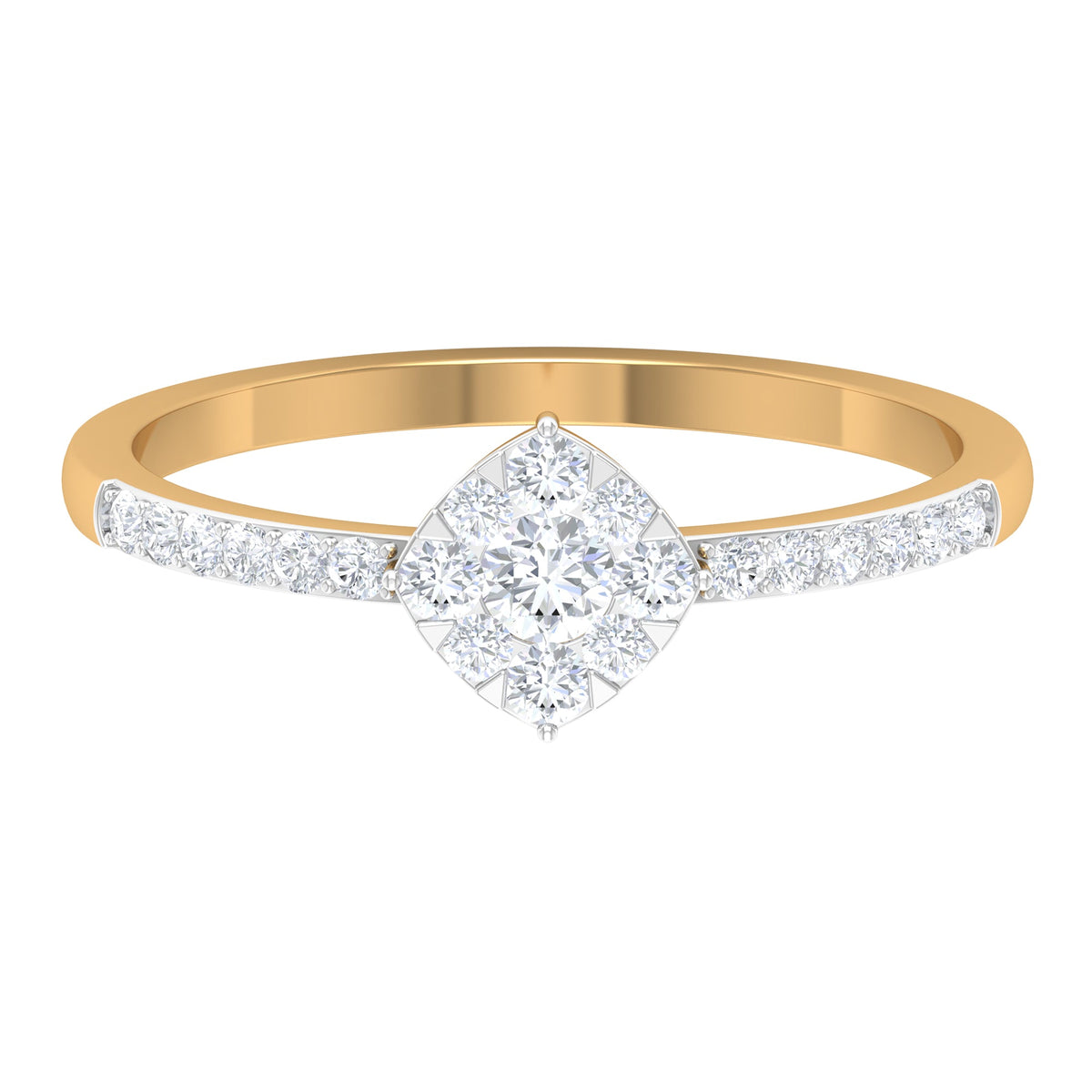 Certified diamond engagement ring in illusion setting by Rosec Jewels, showcasing a sparkling diamond and intricate band design.