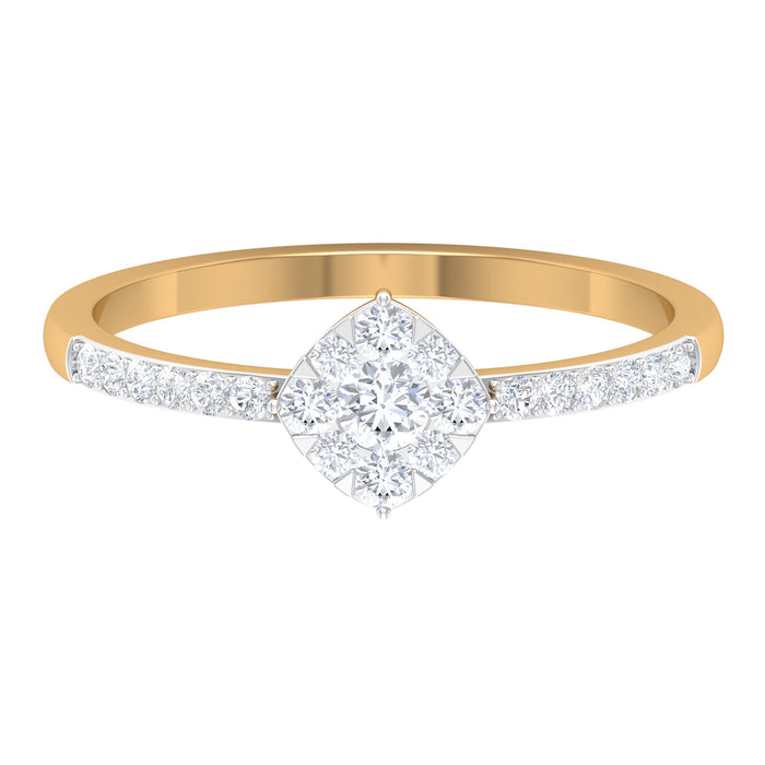 Certified diamond engagement ring in illusion setting by Rosec Jewels, showcasing a sparkling diamond and intricate band design.