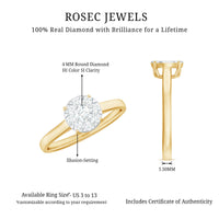 Natural diamond promise ring in illusion set with rose gold band from Rosec Jewels, featuring sparkling diamonds and elegant design.