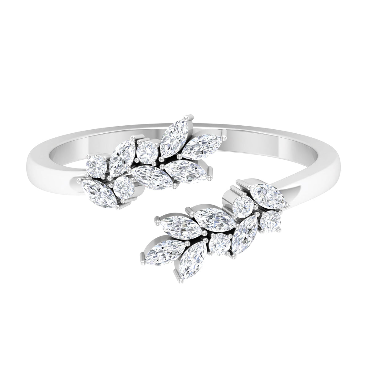 Nature Inspired Diamond Leaf Wrap Ring for Women
