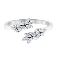 Nature Inspired Diamond Leaf Wrap Ring for Women