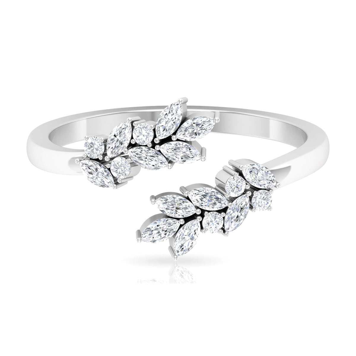 Nature Inspired Diamond Leaf Wrap Ring for Women