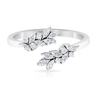 Nature Inspired Diamond Leaf Wrap Ring for Women