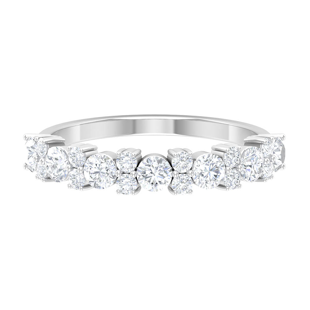 Certified real diamond half eternity ring by Rosec Jewels featuring a row of sparkling diamonds set in a sleek band.