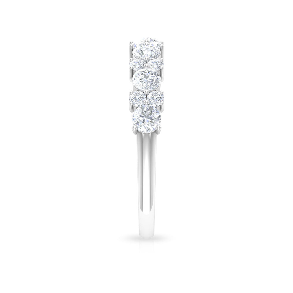 Certified real diamond half eternity ring by Rosec Jewels featuring a band with sparkling diamonds in a half-circle design.