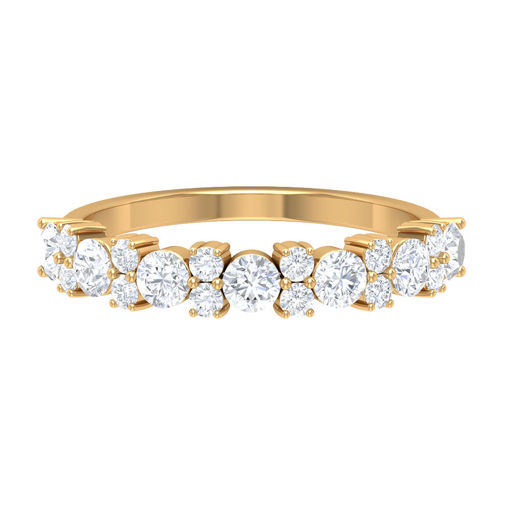Certified real diamond half eternity ring by Rosec Jewels featuring a row of sparkling diamonds on a sleek band.