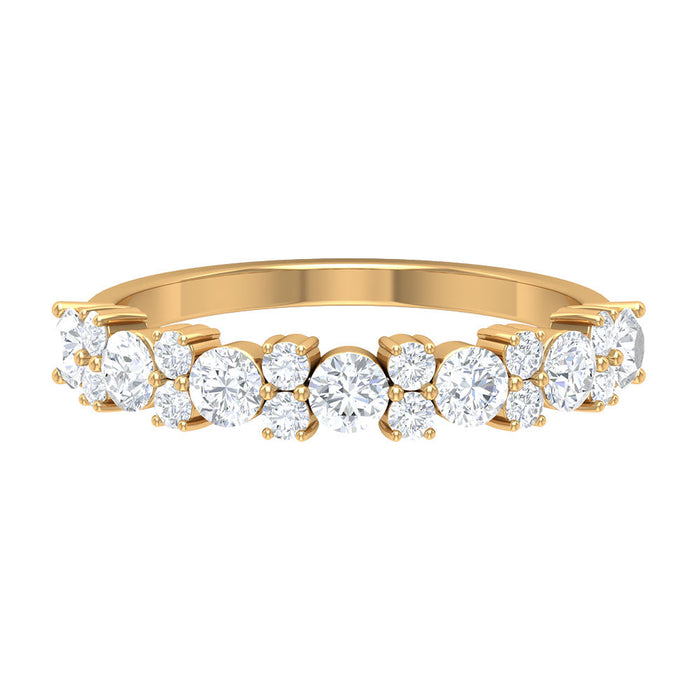 Certified real diamond half eternity ring by Rosec Jewels featuring a row of sparkling diamonds on a sleek band.