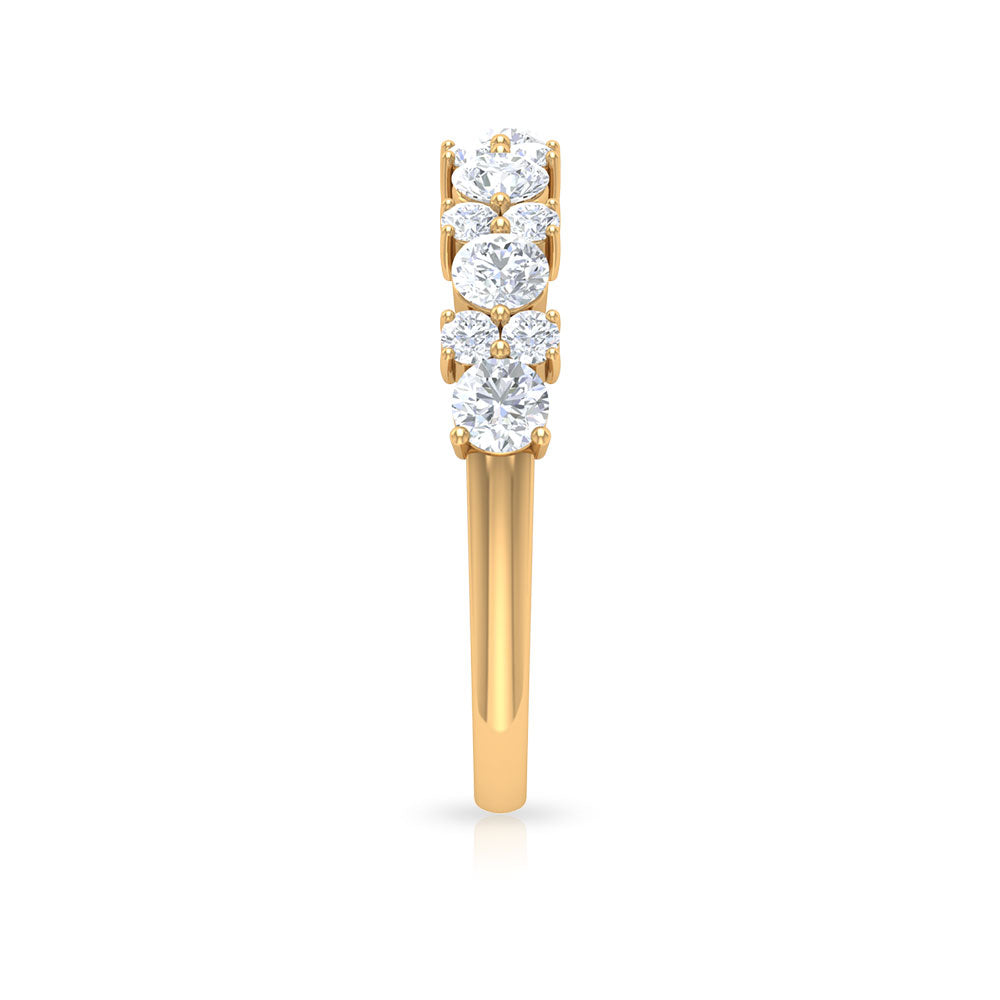 Certified real diamond half eternity ring by Rosec Jewels, featuring a row of sparkling diamonds on a sleek band.