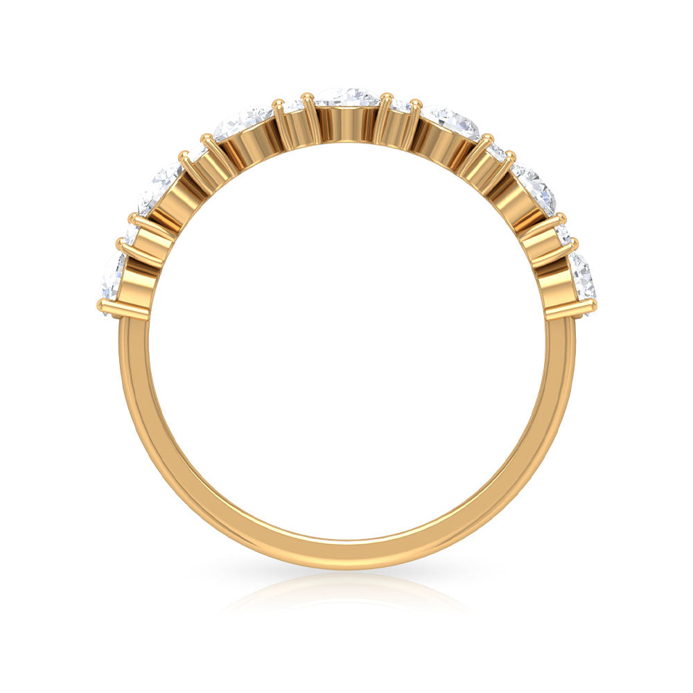 Certified real diamond half eternity ring by Rosec Jewels featuring a band with sparkling diamonds and a polished finish.
