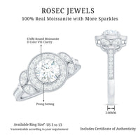 Vintage Inspired Moissanite Halo Engagement Ring