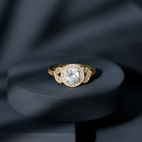 Vintage Inspired Moissanite Halo Engagement Ring