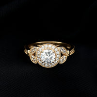 Vintage Inspired Moissanite Halo Engagement Ring