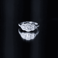 Certified Moissanite Three Stone Statement Engagement Ring