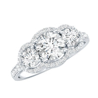 Certified Moissanite Three Stone Statement Engagement Ring