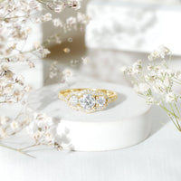 Certified Moissanite Three Stone Statement Engagement Ring