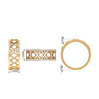 3/4 CT Vintage Inspired Diamond Wedding Band with Cutwork Details