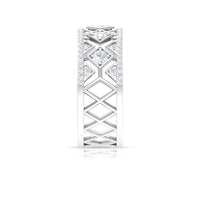 3/4 CT Vintage Inspired Diamond Wedding Band with Cutwork Details
