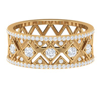 3/4 CT Vintage Inspired Diamond Wedding Band with Cutwork Details