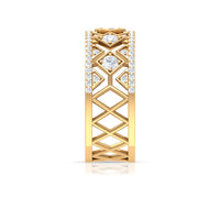 3/4 CT Vintage Inspired Diamond Wedding Band with Cutwork Details