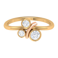 Natural Bezel Set Diamond 3 Stone Promise Ring