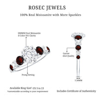 1.2 Carat Certified Moissanite Oval Engagement Ring with Garnet